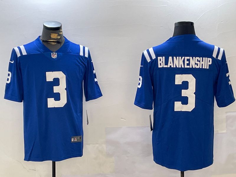 Men Indianapolis Colts #3 Blankenship Blue Second generation 2024 Nike Limited NFL Jersey style 1